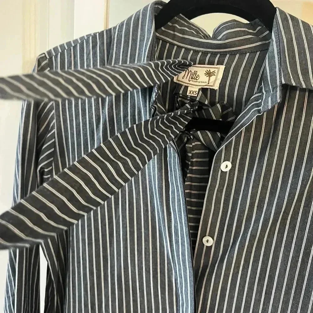 Mille Resort & Travel Striped Maxi Button Up Dress Belted Size XXS - Picture 5 of 6